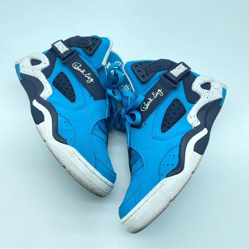Patrick Ewing Shoes 10.5 Blue White Rogue Lace Up Athletic High Tops - Picture 11 of 13